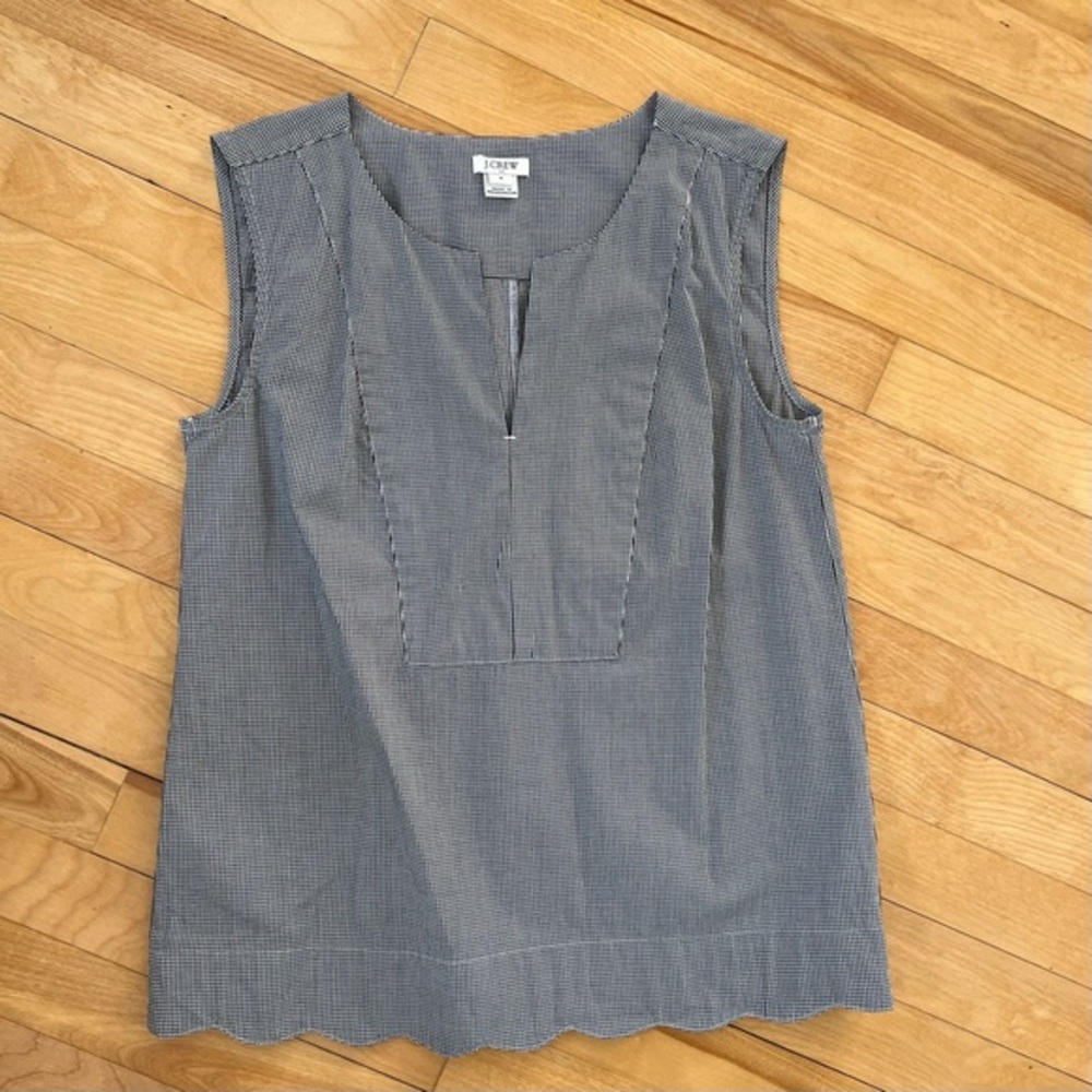 J. Crew Sleeveless Black Gingham Blouse - Size 0